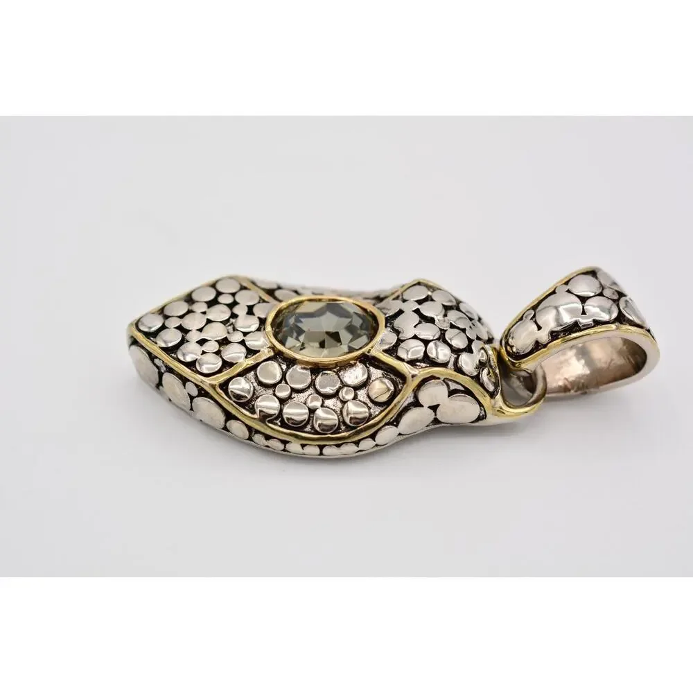 Vintage Snake Pendant Cobra Reptile Gunmetal Rhinestone Crystal Silver BinAT